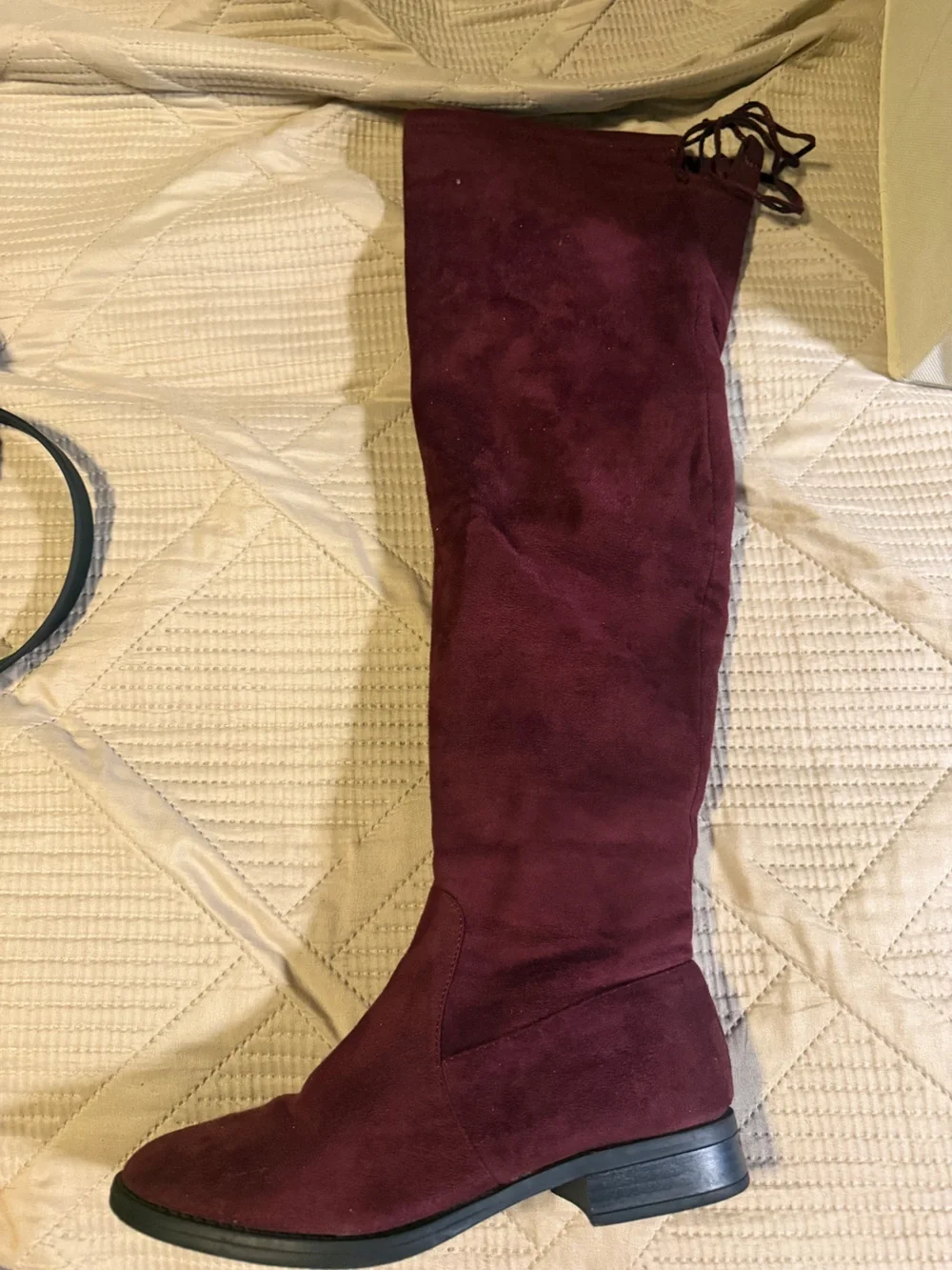 Women's Over-the-Knee Suede Boots - Burgundy